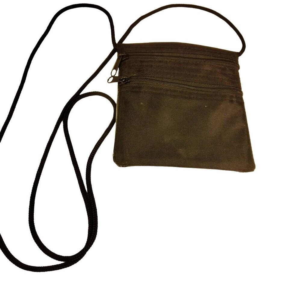 Black Event Name Badge Passport Holder Document Crossbody Travel Wallet